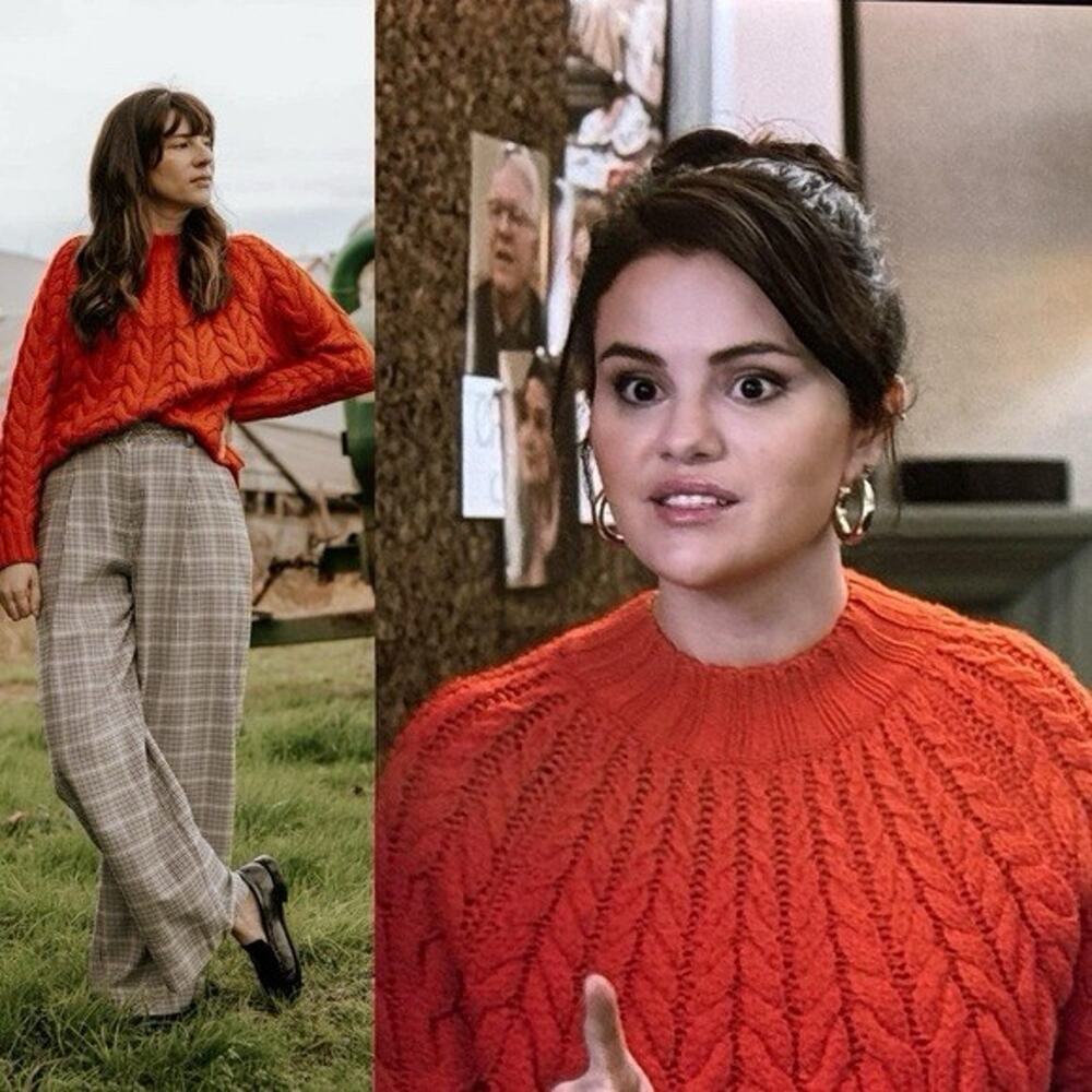 Sezane Diego Jumper Women’s Chunky Cable Knit Merino Wool Sweater Orange Medium